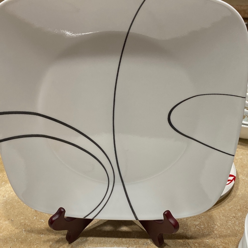 Set of 2 - Corelle Simple Lines 10 1/2" Square Dinner Plates